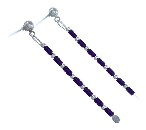 Authentic Sterling Silver Sugilite Bead Post Dangle Earrings BX119926